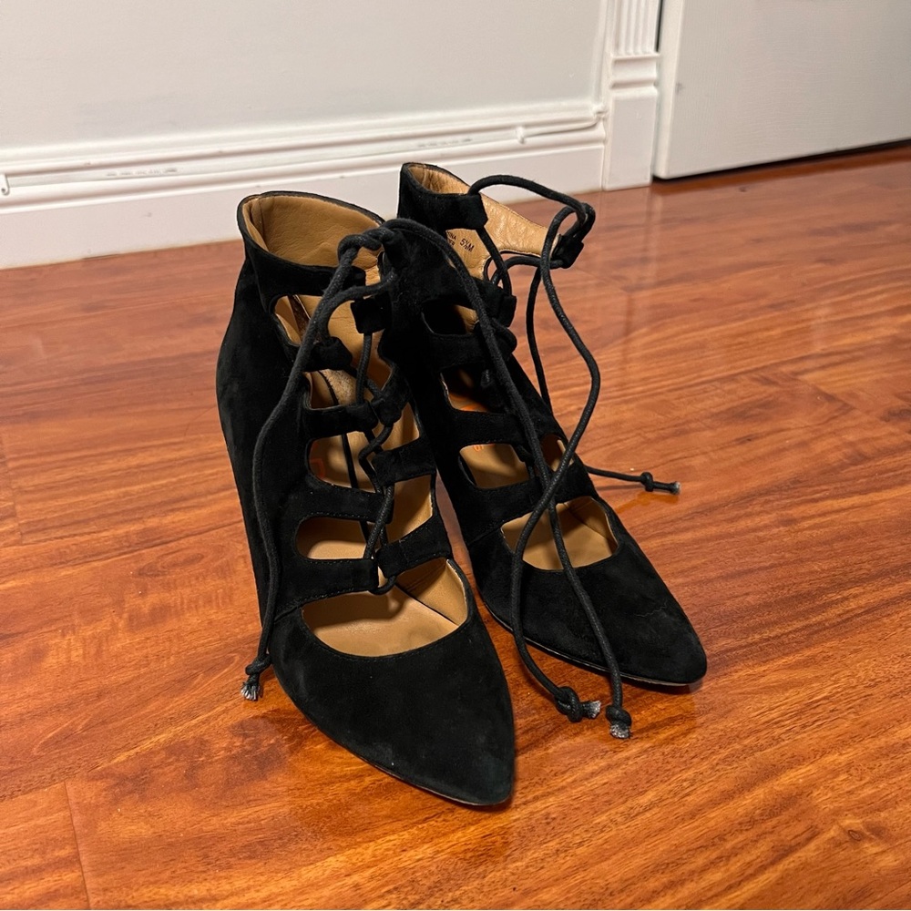 Michael Kors Black Pointed Toe Lace Up Stiletto Heels